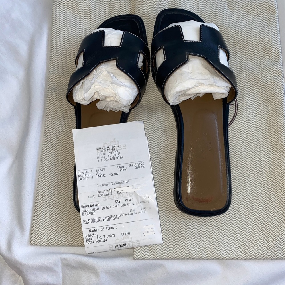 Hermes Black Oran Sandals size 37 - Picture 9 of 13